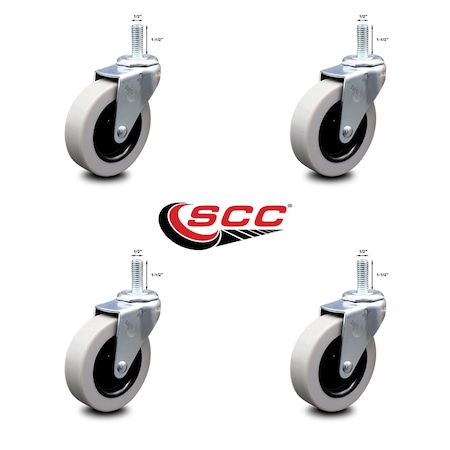 Service Caster 3 Inch Thermoplastic Rubber Wheel 1/2 Inch Threaded Stem Caster SCC, 4PK SCC-TS05S310-TPRS-121315-4